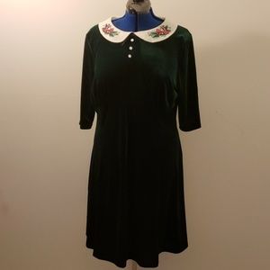Hell Bunny Velvet Holiday 1950's Collared Dress